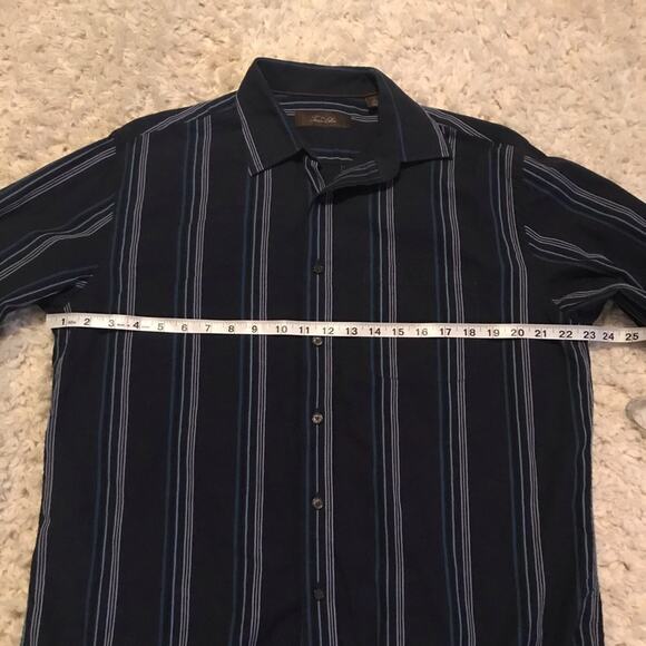 Tasso Elba Medium Dark Blue Striped Button Down Shirt - Picture 5 of 5